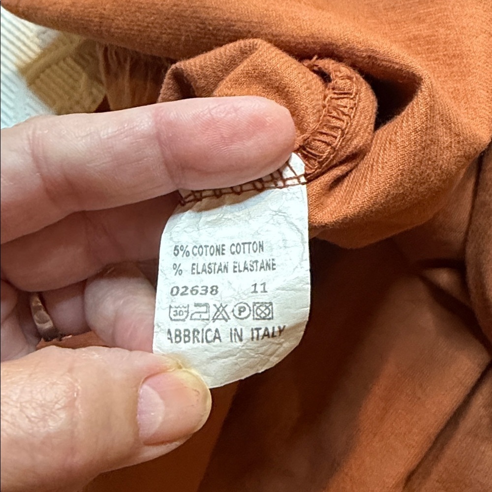 Rust Button-Down Dress. Made in Italy. Large/XL. Lightweight corduroy. - Picture 8 of 11